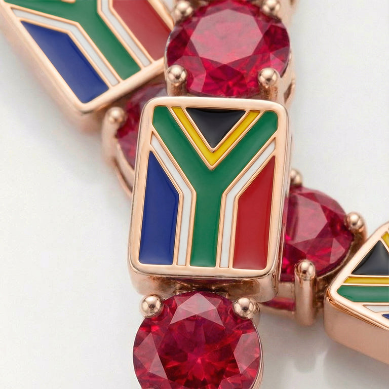 Ruby Tennis Bracelet with South Africa Flag no. 11