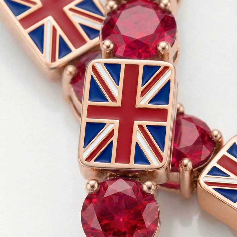 Ruby Tennis Bracelet with United Kingdom Flag no. 11