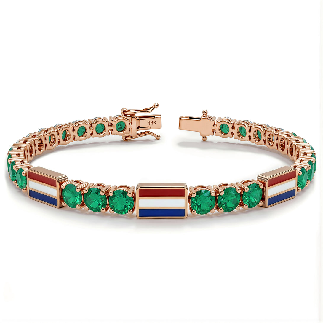Emerald Tennis Bracelet with Netherlands Flag no. 5
