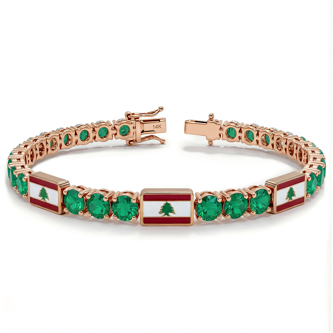 Emerald Tennis Bracelet with Lebanon Flag no. 5