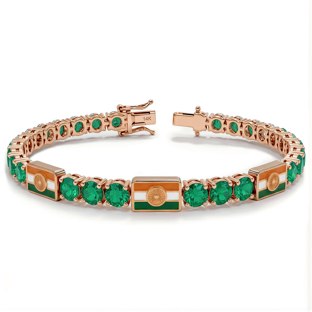 Emerald Tennis Bracelet with India Flag no. 5