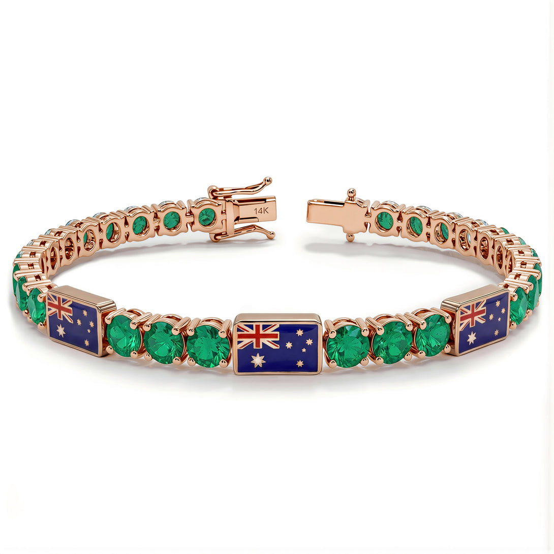 Emerald Tennis Bracelet with Australia Flag no. 5