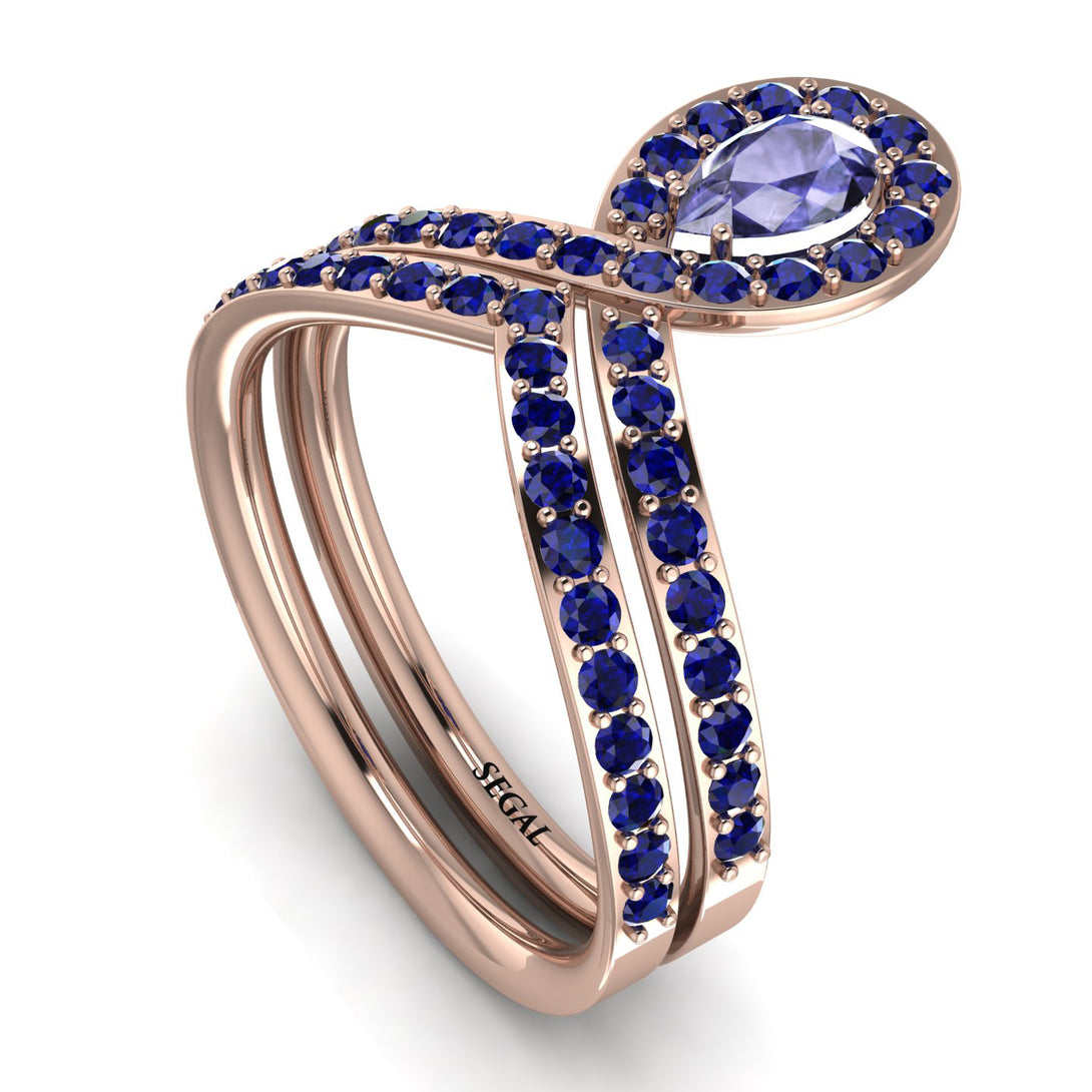 Tanzanite Pear Shape Stacking Bridal Set - Emilia No. 214