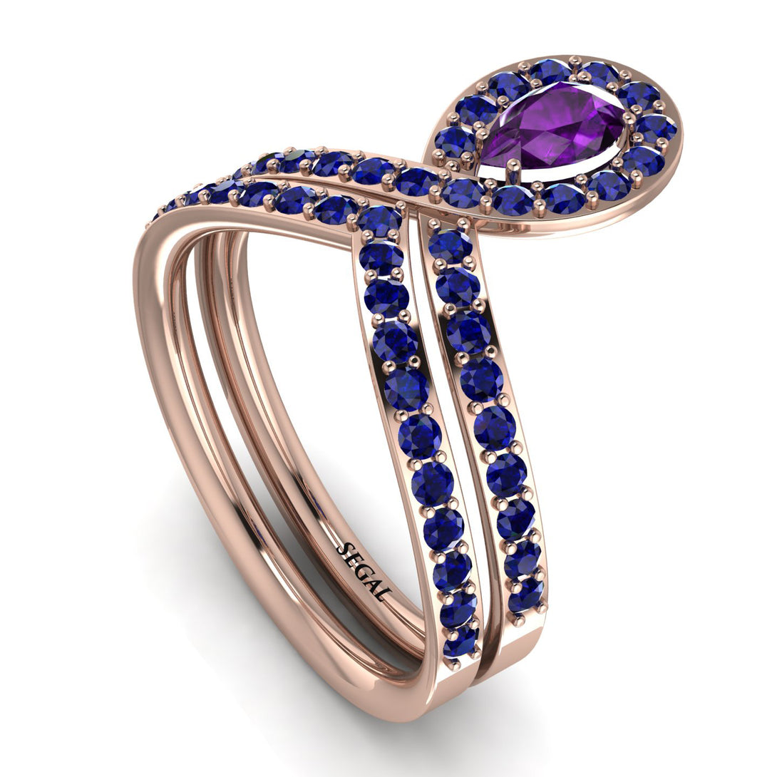 Amethyst Pear Shape Stacking Bridal Set - Emilia No. 314