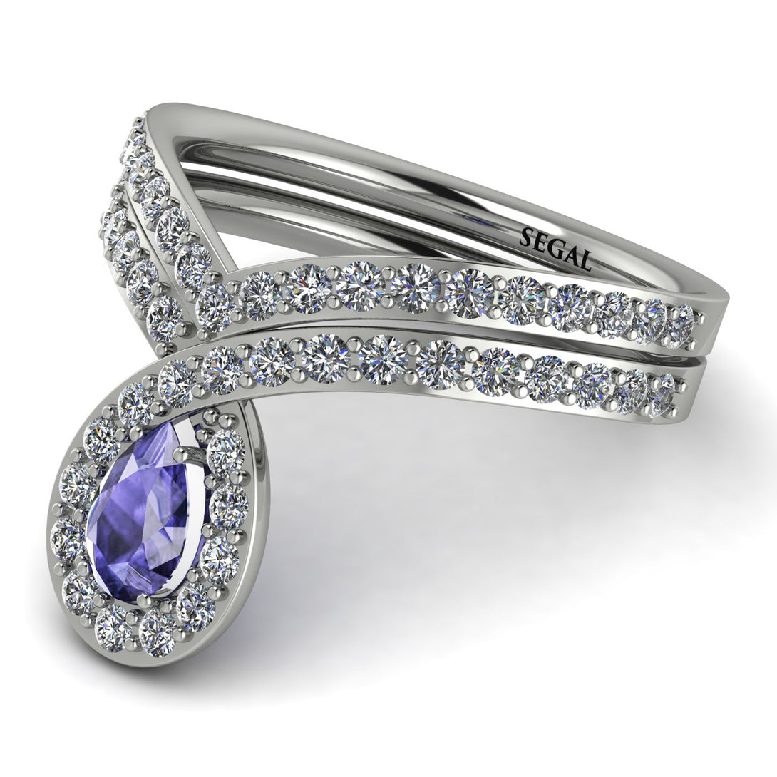 Tanzanite Pear Shape Stacking Bridal Set - Emilia No. 203