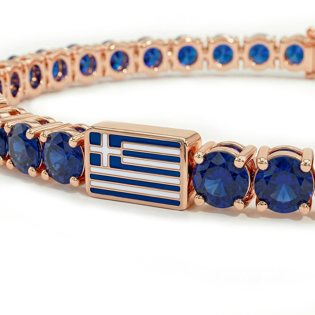 Sapphire Tennis Bracelet with Greece Flag no. 14