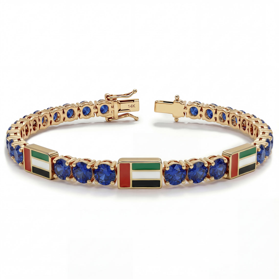 Sapphire Tennis Bracelet with United Arab Emirates Flag no. 13