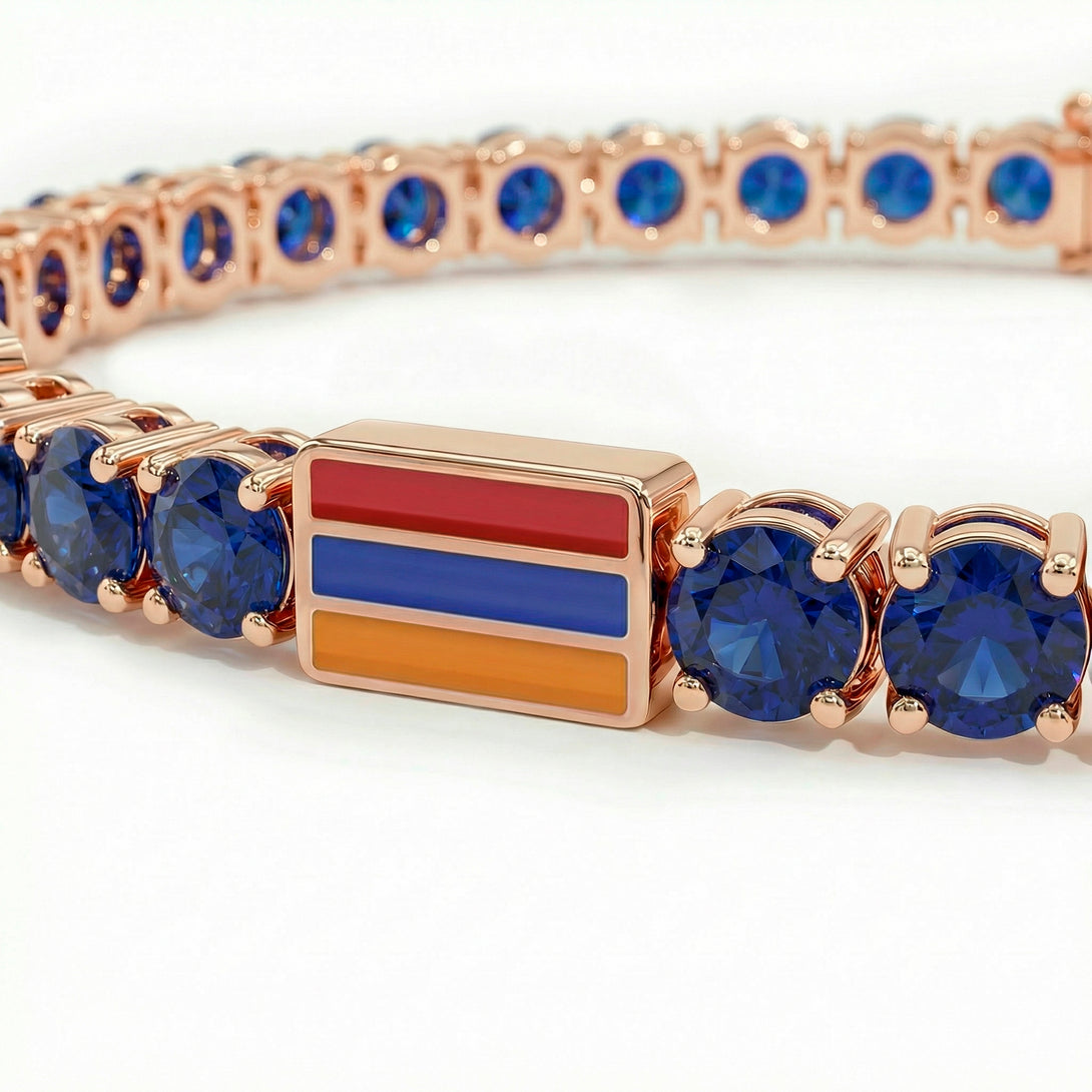Sapphire Tennis Bracelet with Armenia Flag no. 14