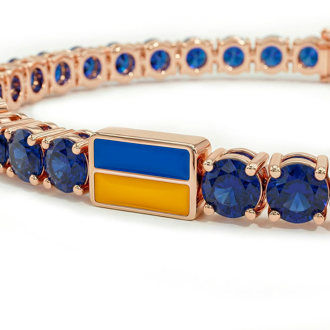 Sapphire Tennis Bracelet with Ukraine Flag no. 14