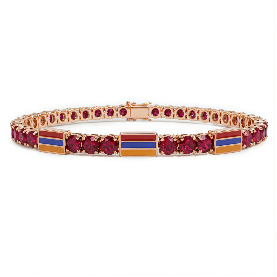 Ruby Tennis Bracelet with Armenia Flag no. 11