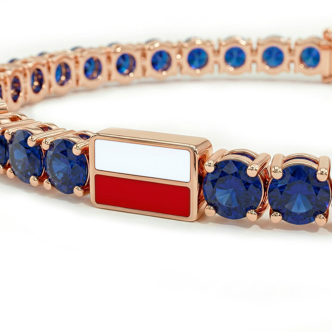 Sapphire Tennis Bracelet with Poland Flag no. 14
