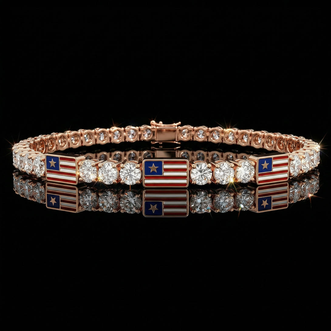 Diamond Tennis Bracelet with United States Flag no. 2