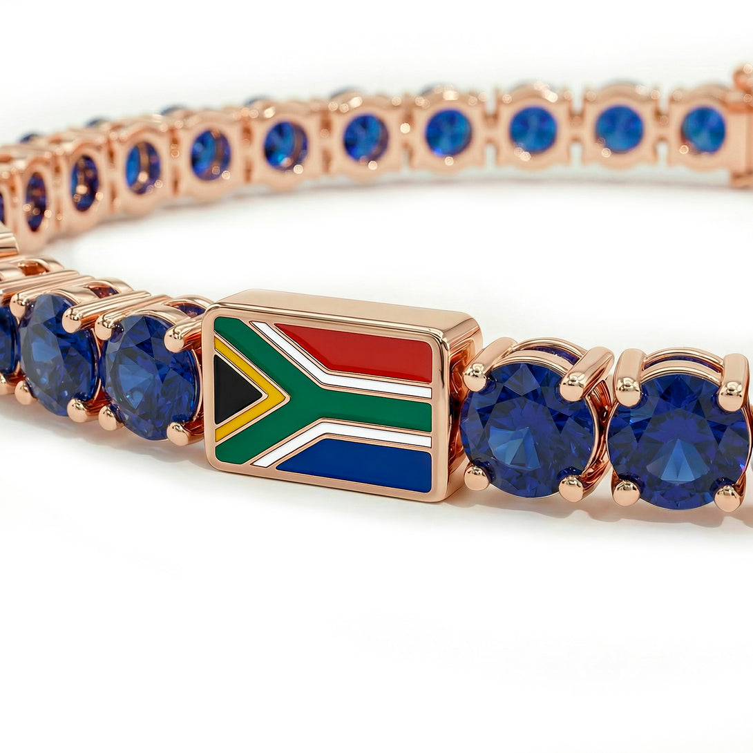 Sapphire Tennis Bracelet with South Africa Flag no. 14