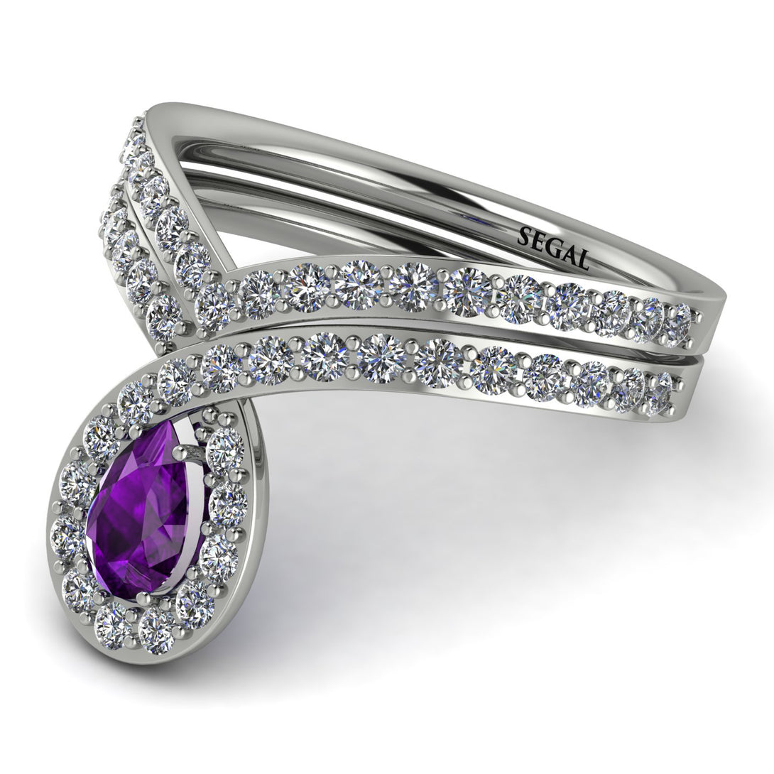Amethyst Pear Shape Stacking Bridal Set - Emilia No. 303