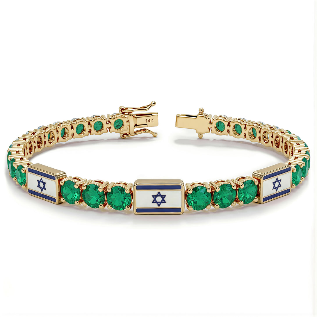 Emerald Tennis Bracelet with Israeli Flag no. 4