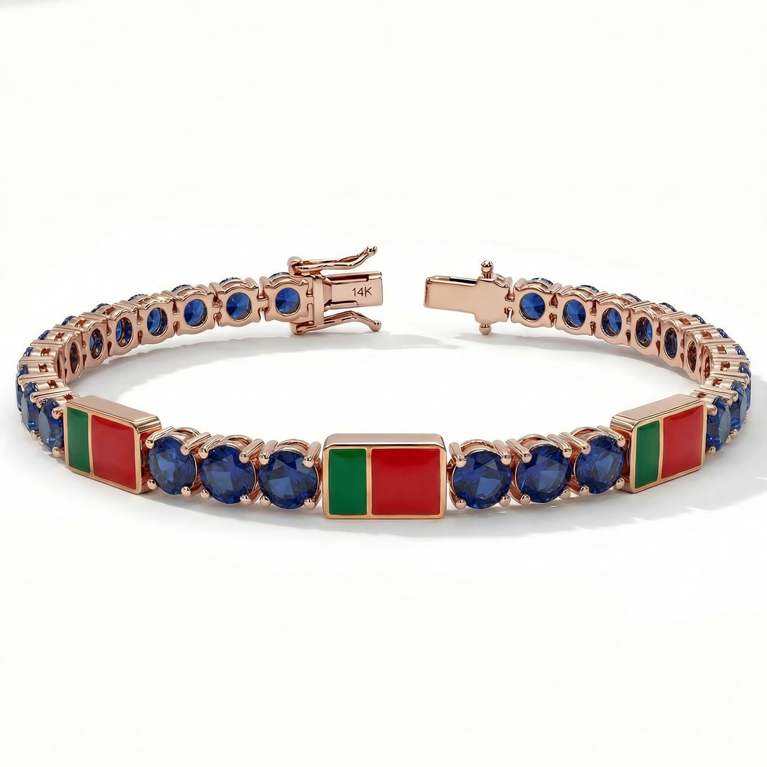Sapphire Tennis Bracelet with Portugal Flag no. 14