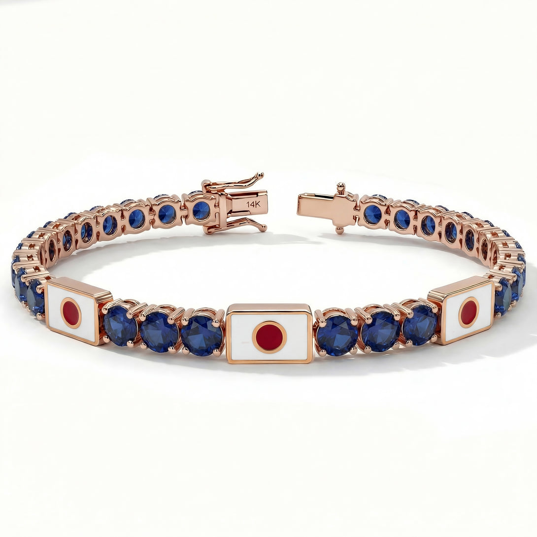 Sapphire Tennis Bracelet with Japan Flag no. 14