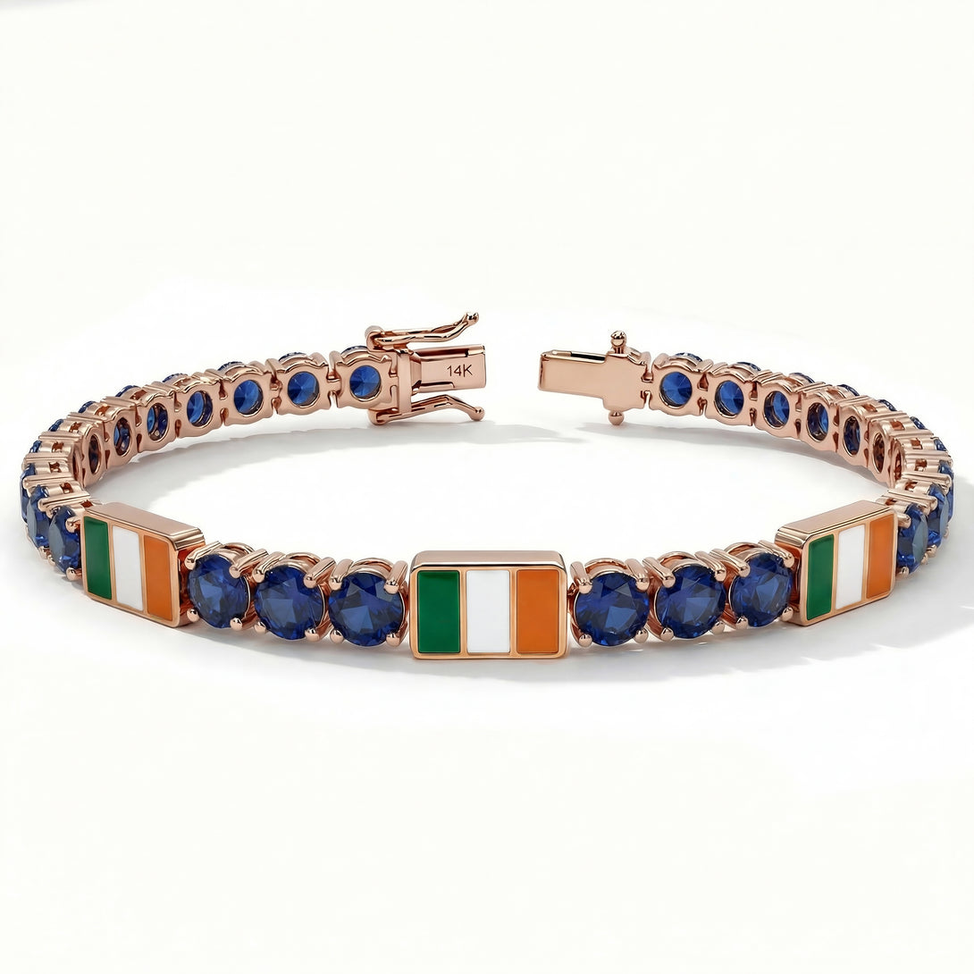 Sapphire Tennis Bracelet with Ireland Flag no. 14