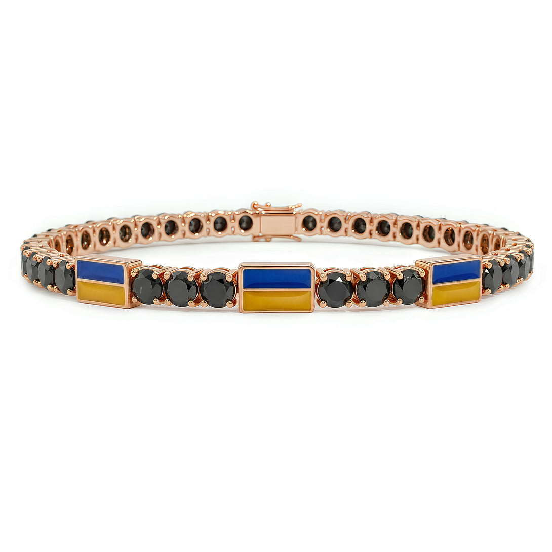 Black Diamond Tennis Bracelet with Ukraine Flag no. 8