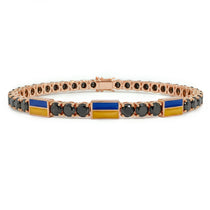 Black Diamond Tennis Bracelet with Ukraine Flag no. 8 image 1