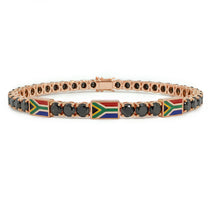 Black Diamond Tennis Bracelet with South Africa Flag no. 8 image 1