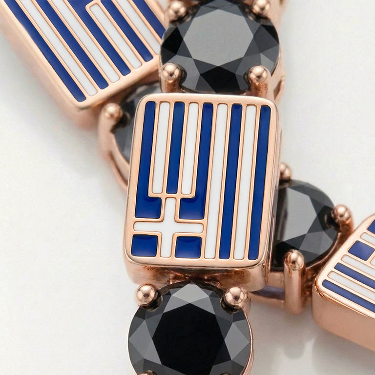 Black Diamond Tennis Bracelet with Greece Flag no. 8