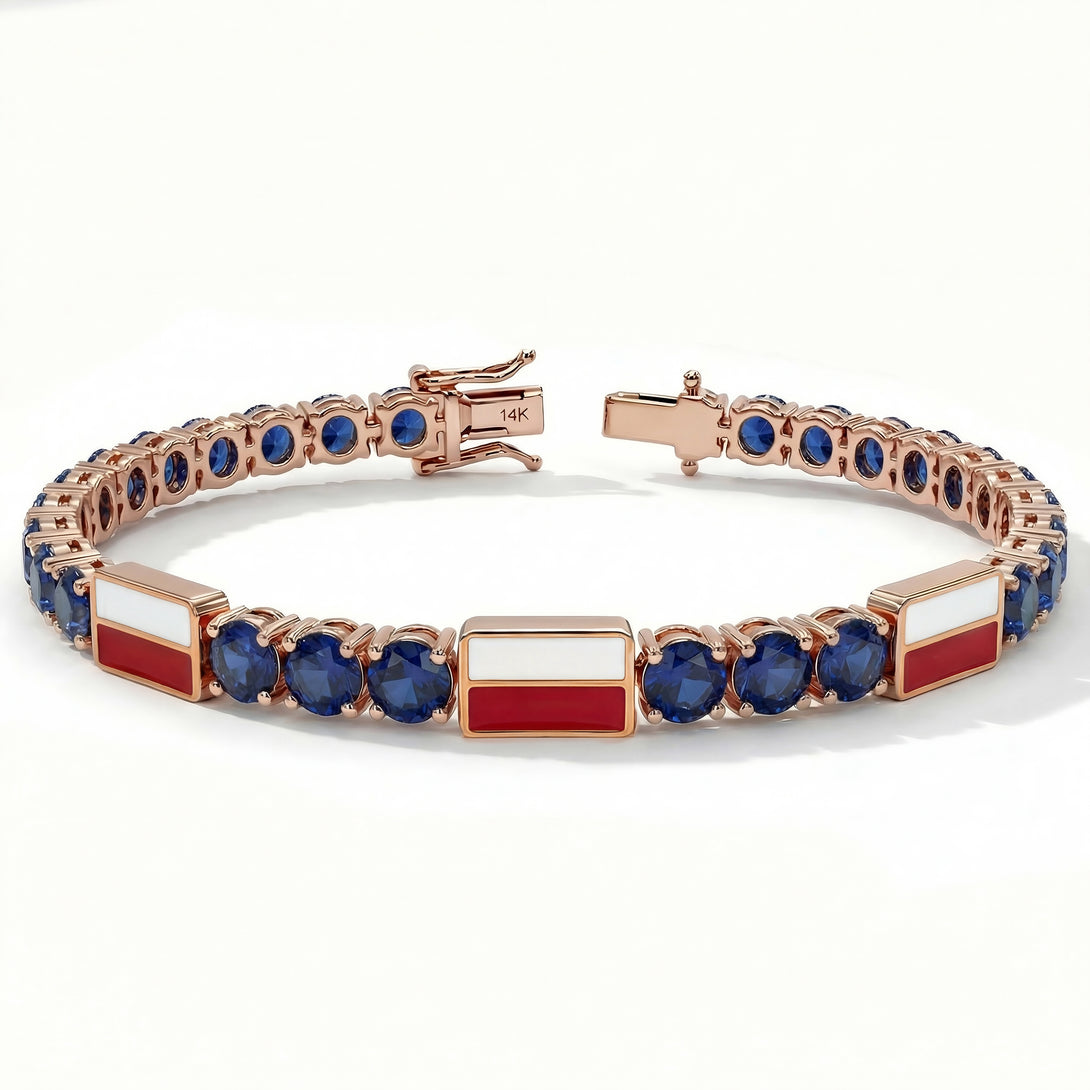 Sapphire Tennis Bracelet with Poland Flag no. 14