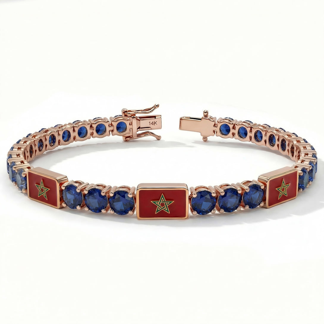 Sapphire Tennis Bracelet with Morocco Flag no. 14