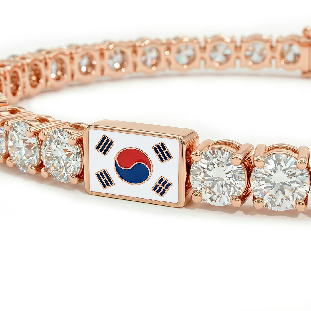 Diamond Tennis Bracelet with South Korea Flag no. 2