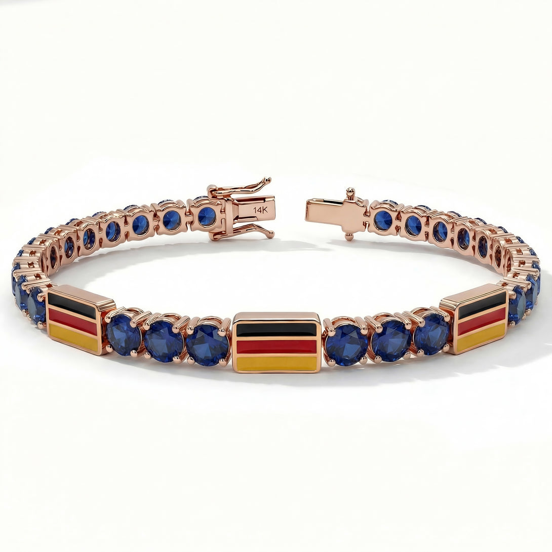 Sapphire Tennis Bracelet with Germany Flag no. 14