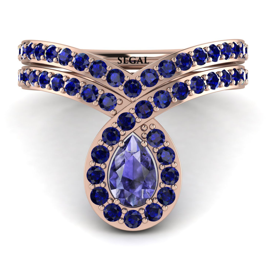 Tanzanite Pear Shape Stacking Bridal Set - Emilia No. 214
