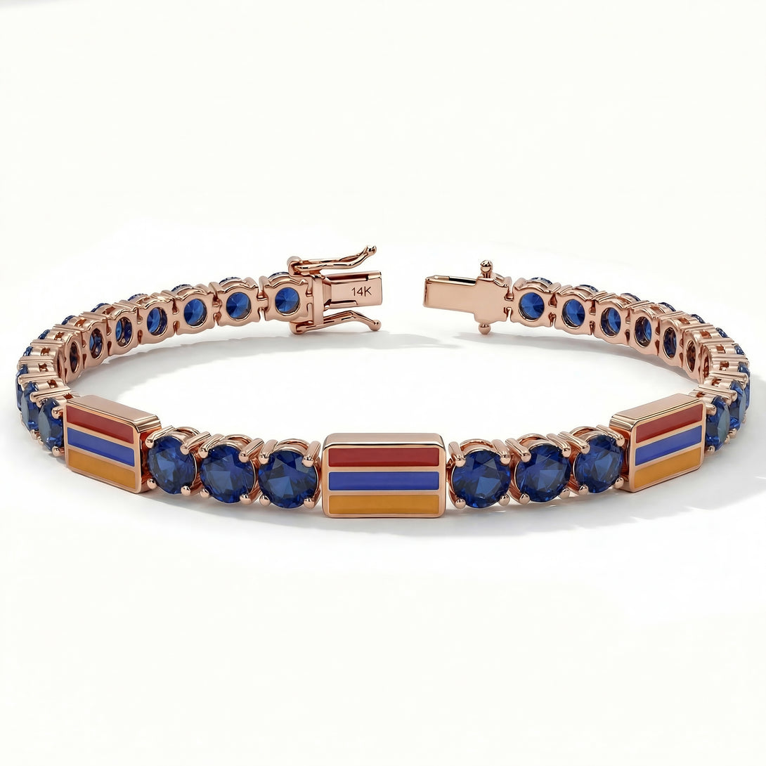 Sapphire Tennis Bracelet with Armenia Flag no. 14