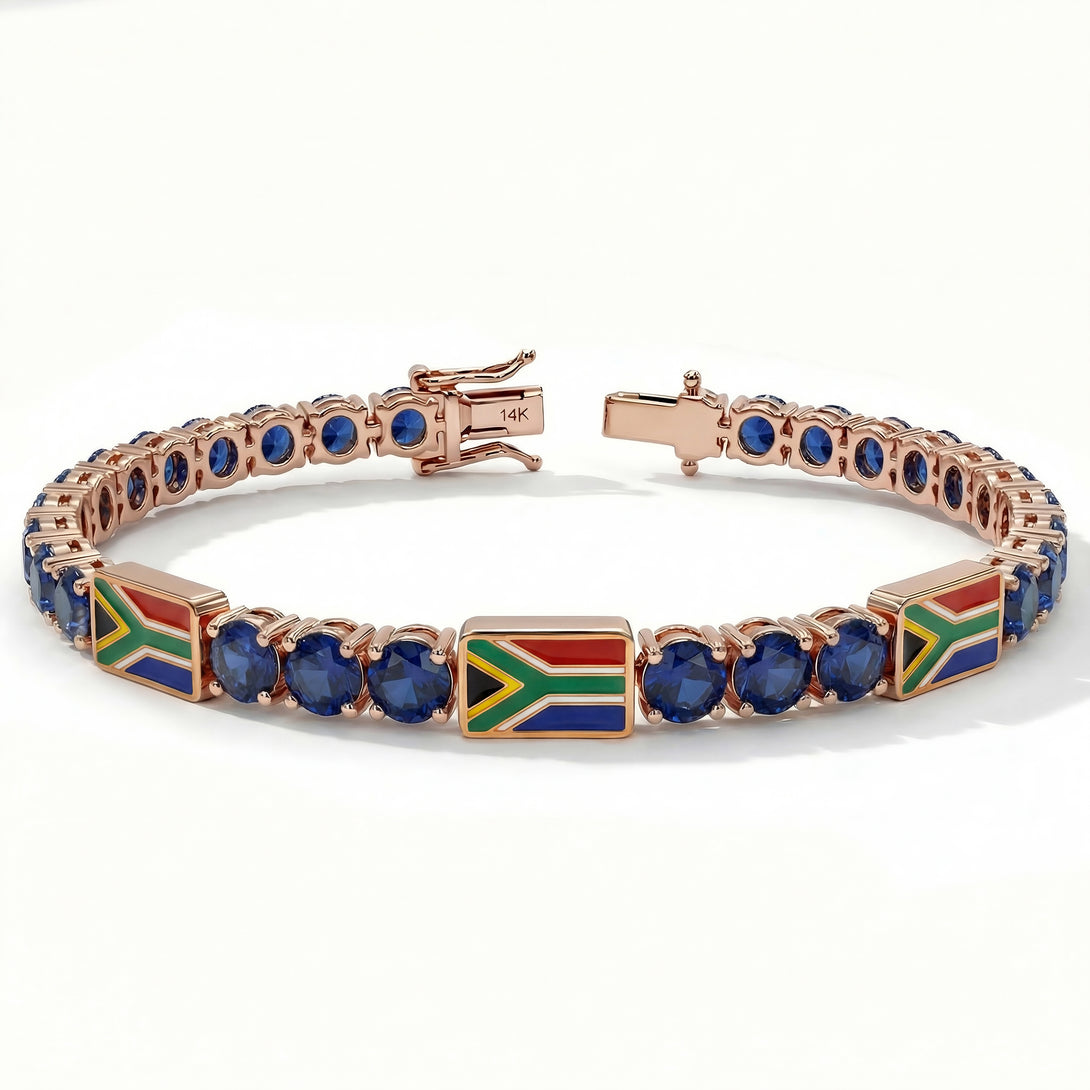 Sapphire Tennis Bracelet with South Africa Flag no. 14