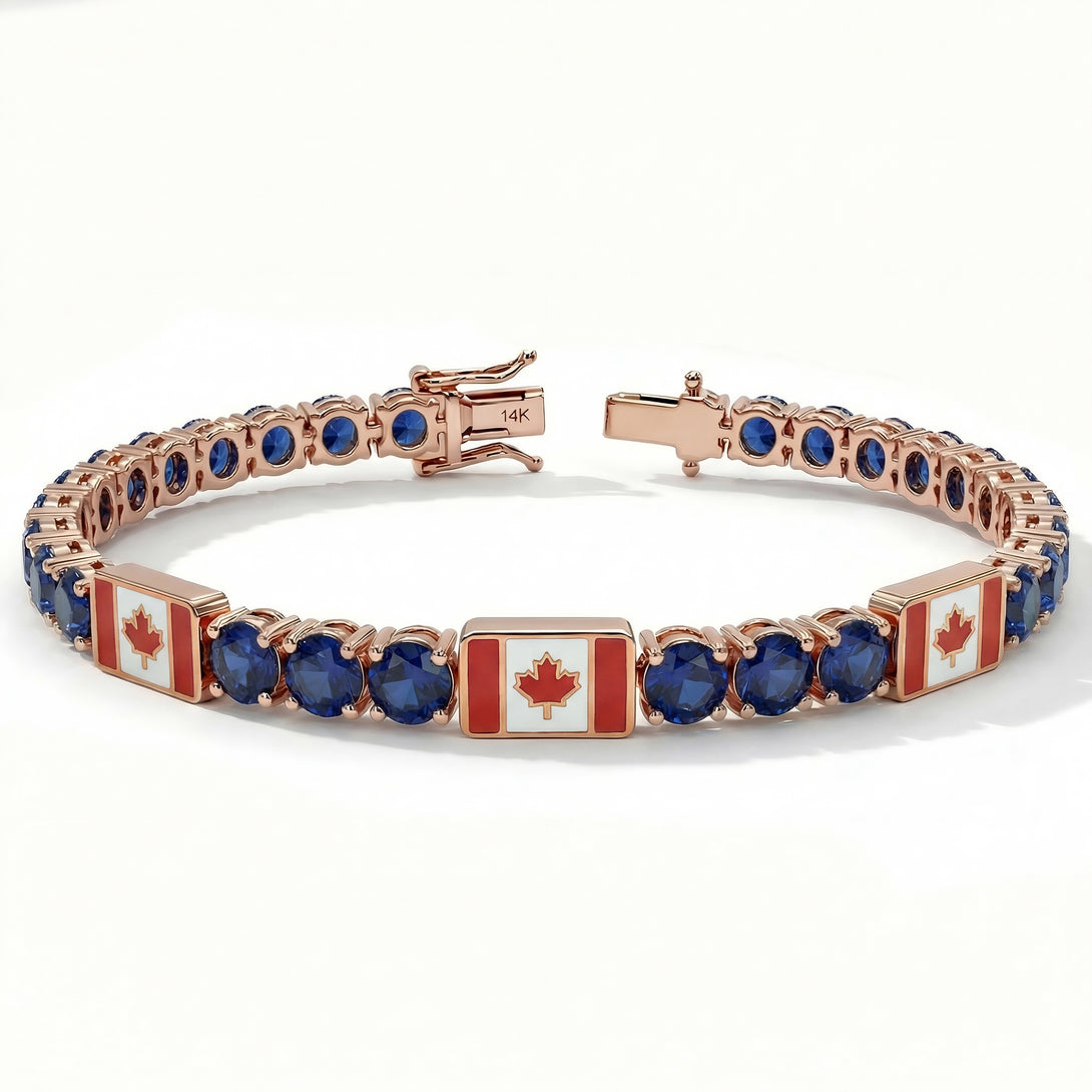 Sapphire Tennis Bracelet with Canada Flag no. 14