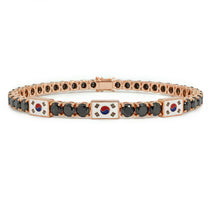 Black Diamond Tennis Bracelet with South Korea Flag no. 8 image 1