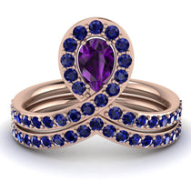 Amethyst Pear Shape Stacking Bridal Set - Emilia No. 314 image 1