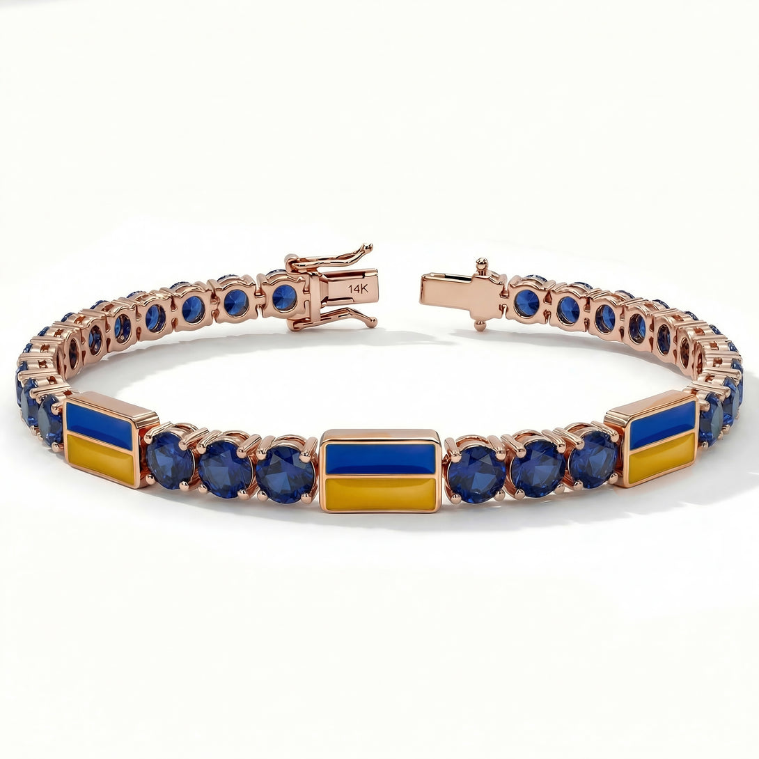 Sapphire Tennis Bracelet with Ukraine Flag no. 14