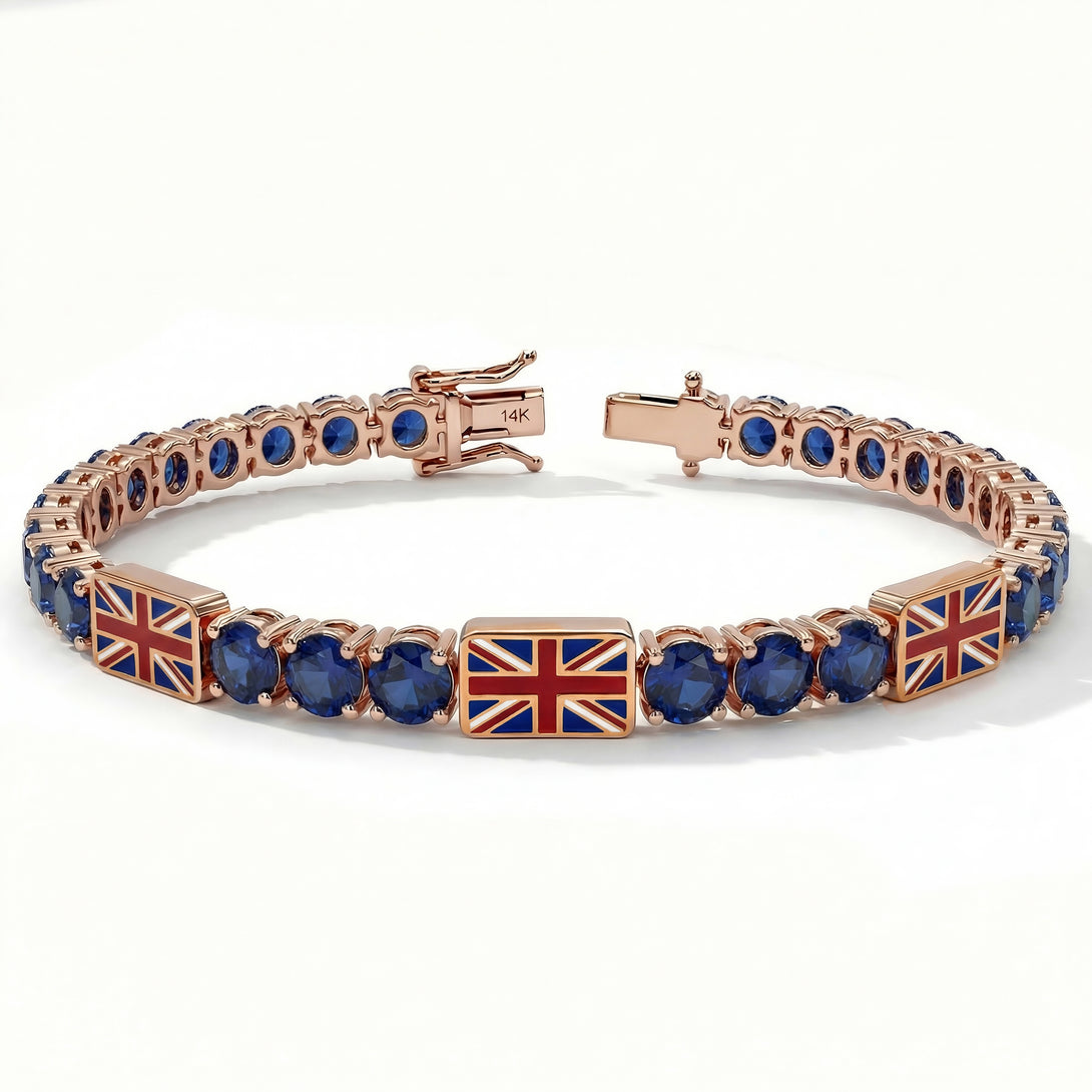 Sapphire Tennis Bracelet with United Kingdom Flag no. 14