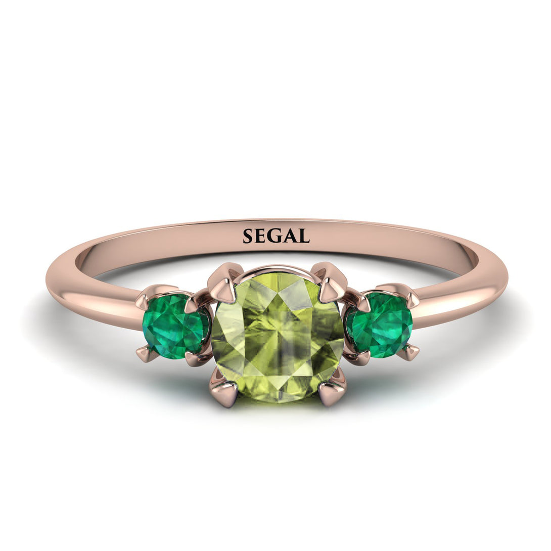 Classic Three Stone Peridot Engagement Ring - Valentina No. 705