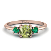 Classic Three Stone Peridot Engagement Ring - Valentina No. 705 image 1