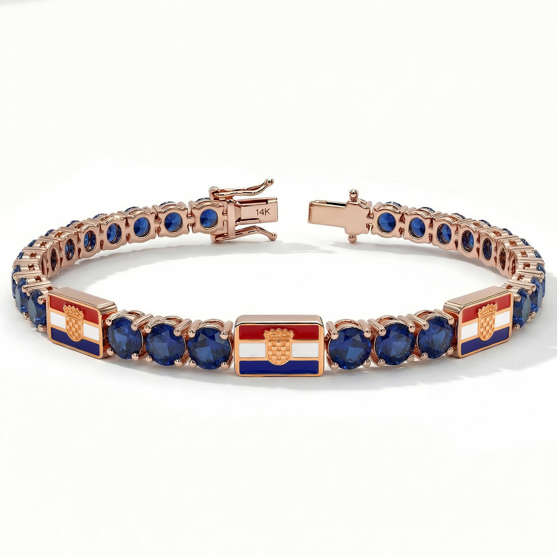 Sapphire Tennis Bracelet with Croatia Flag no. 14