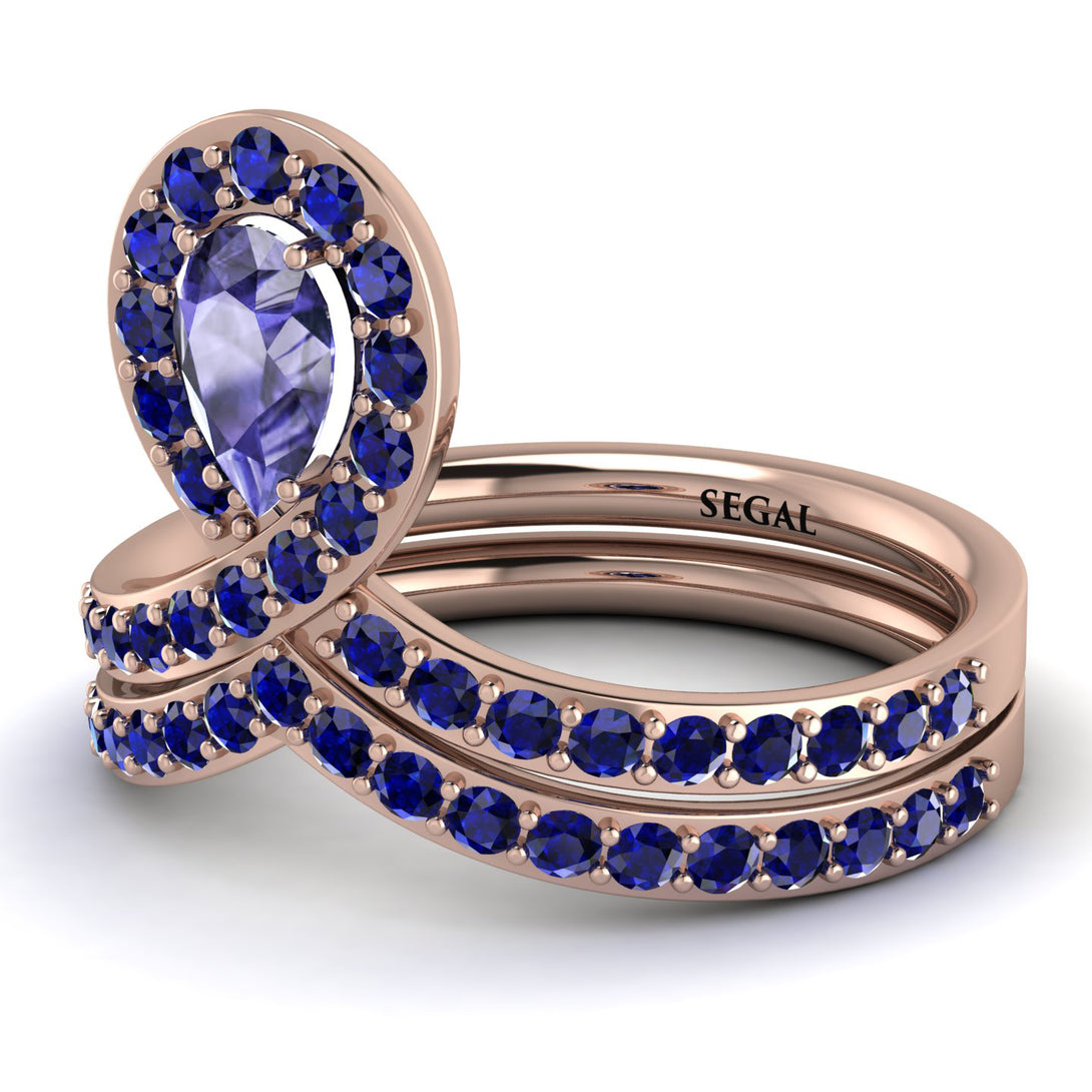 Tanzanite Pear Shape Stacking Bridal Set - Emilia No. 214