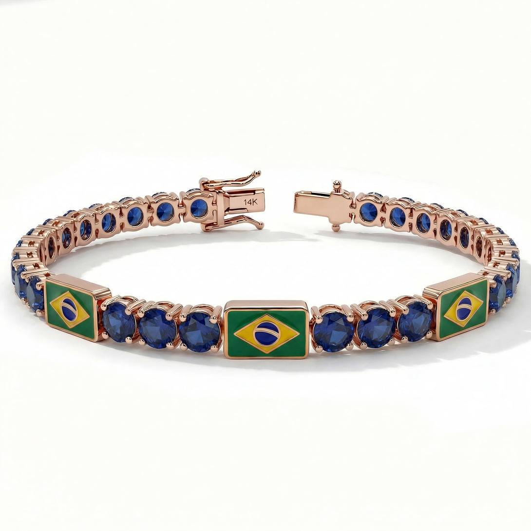 Sapphire Tennis Bracelet with Brazil Flag no. 14