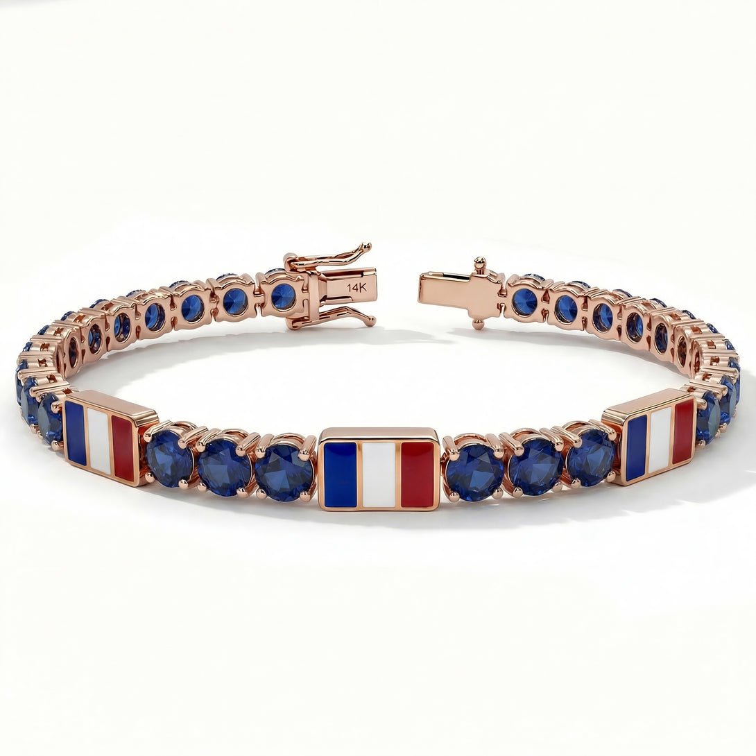Sapphire Tennis Bracelet with France Flag no. 14