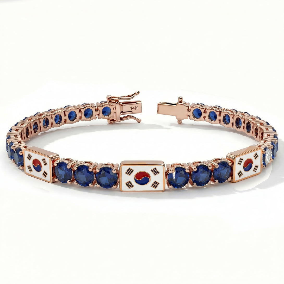 Sapphire Tennis Bracelet with South Korea Flag no. 14