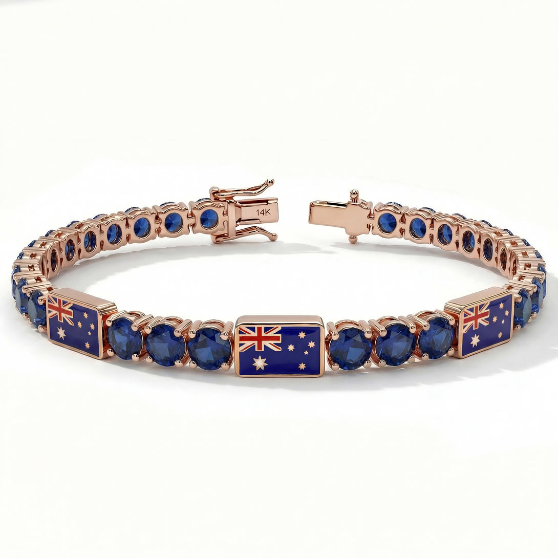 Sapphire Tennis Bracelet with Australia Flag no. 14