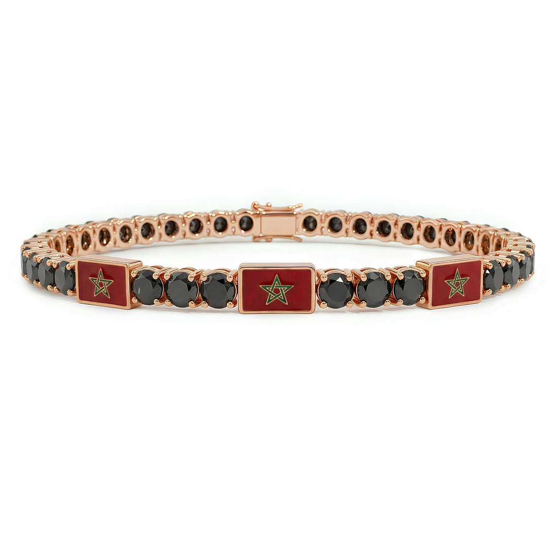 Black Diamond Tennis Bracelet with Morocco Flag no. 8