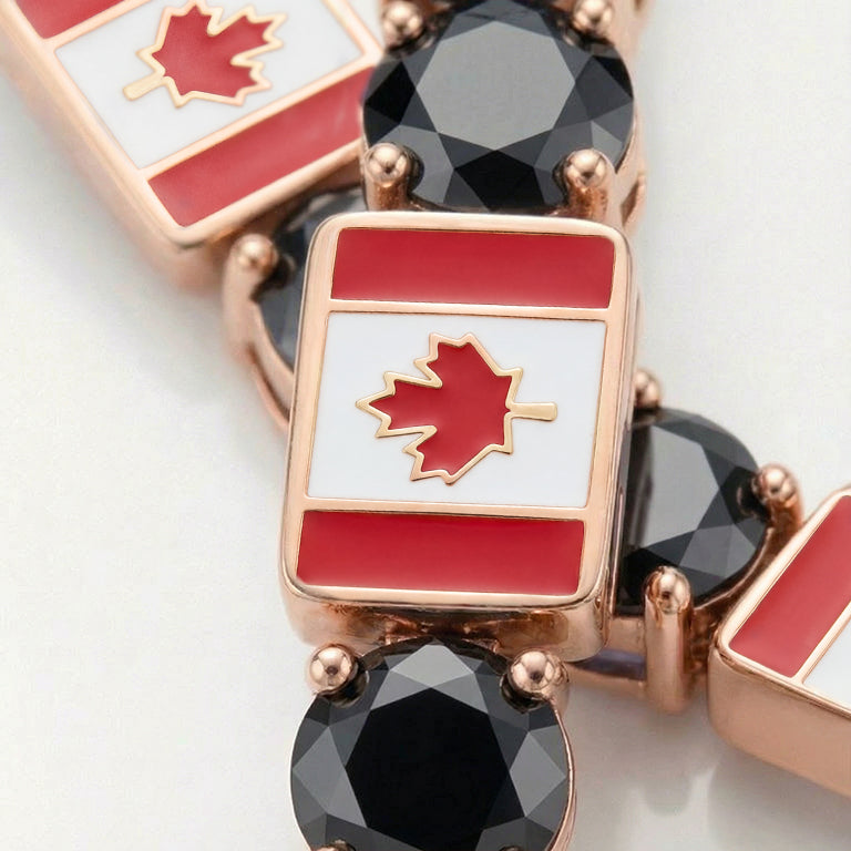 Black Diamond Tennis Bracelet with Canada Flag no. 8