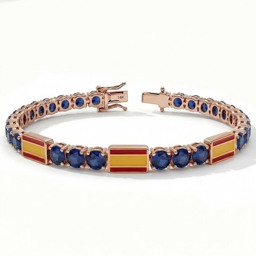 Sapphire Tennis Bracelet with Spain Flag no. 14