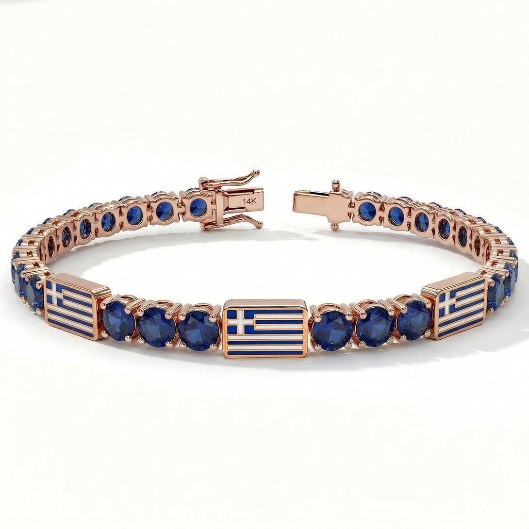 Sapphire Tennis Bracelet with Greece Flag no. 14
